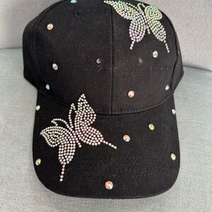Private Label Black Rhinestone Butterfly Cap